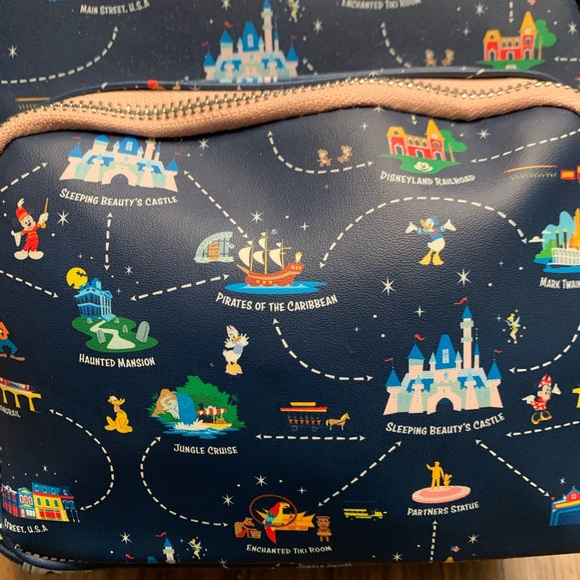 Disneyland 65th Anniversary Map 2-in-1 Convertible Mini Backpack Loungefly NWOT - Picture 8 of 10